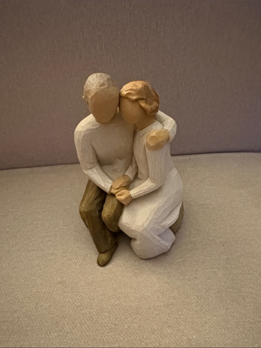 Willow Tree Anniversary Resin Couple Figurine in White and Brown